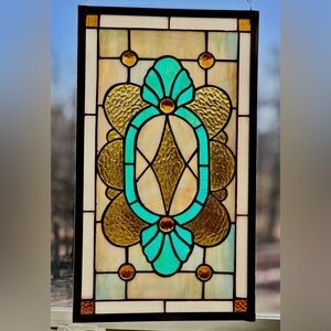 Victorian Style Stained Glass Handmade Hanging panel